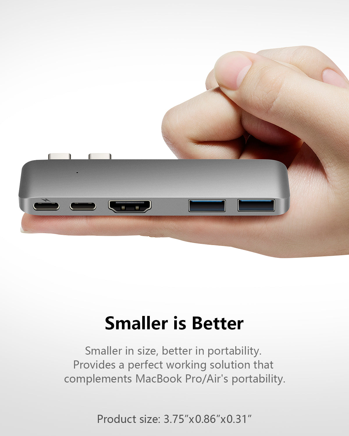 5-in-2 Mini USB C Hub for MacBook (Space Gray)